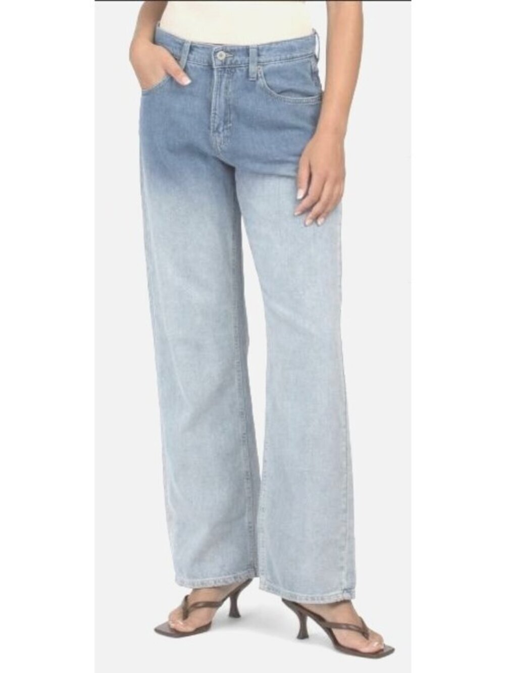 Lucky Brand Womens High Rise Ombre Faded Wide Leg Jeans Sz 32 New